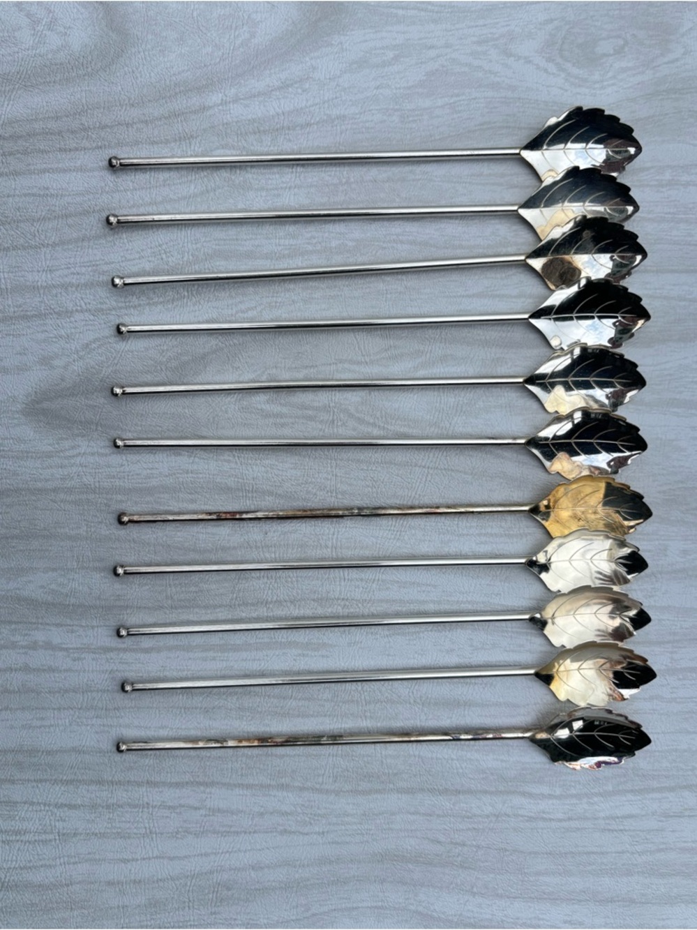 Vintage Silver Sipper Straw Spoons set of 11 - stamped Derby Cocktail Tea